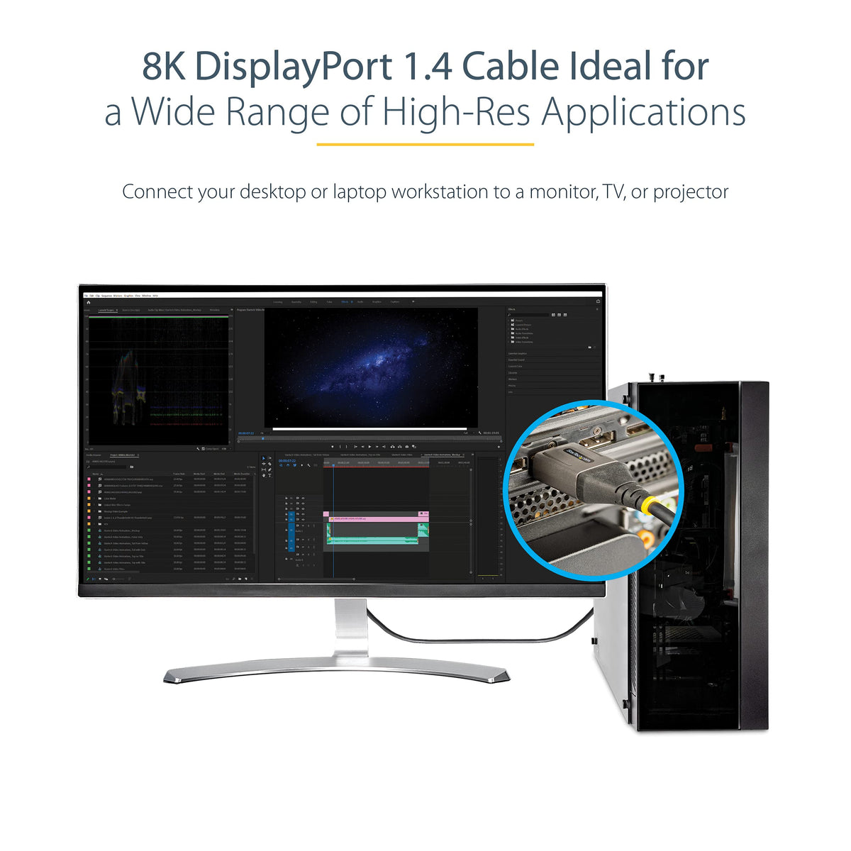 StarTech 16ft VESA Certified DisplayPort 1.4 Cable, 8K 60Hz, HDR