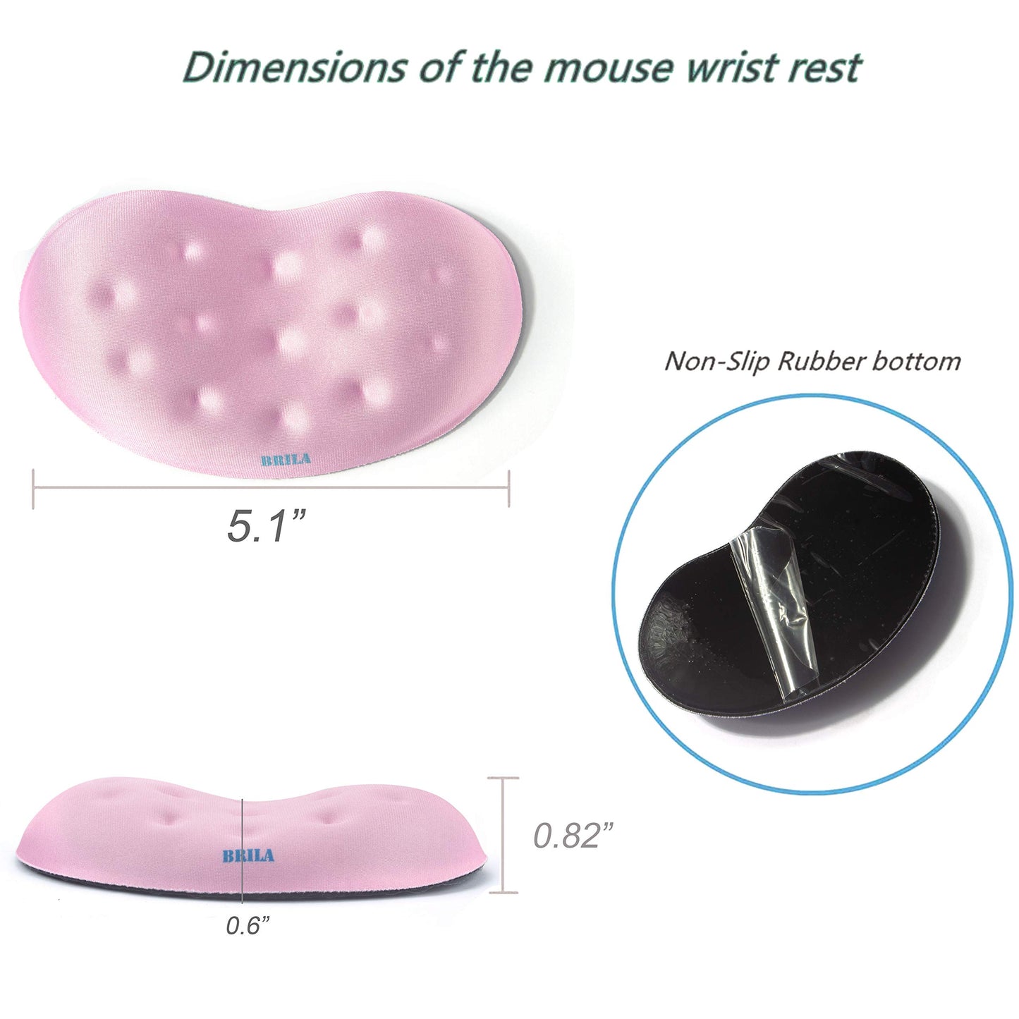 BRILA Ergonomic Memory Foam Mouse Wrist Rest Support Pad Cushion for Computer, Laptop, Office Work, PC Gaming - Massage Holes Design - Wrist Pain