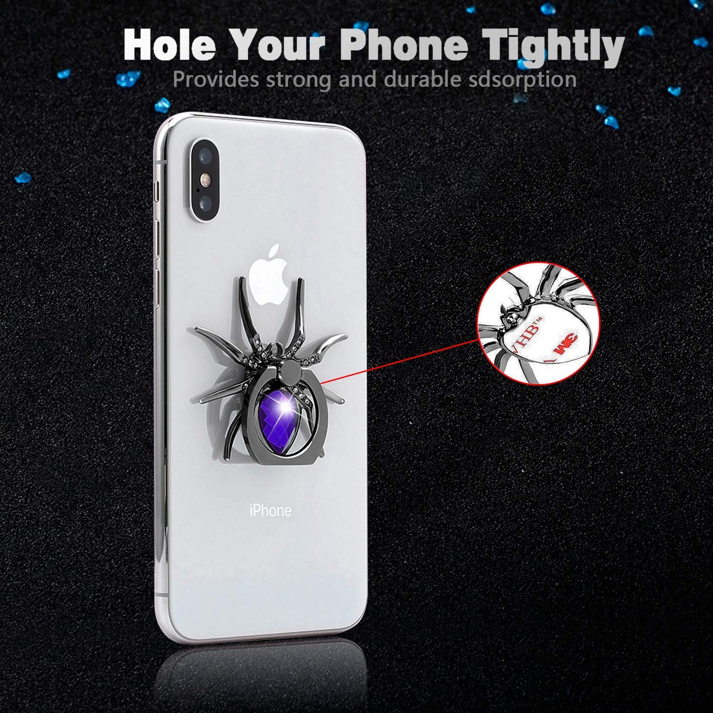 Allengel Spider Phone Ring Holder Stand, Animal Phone Ring Finger Grip Rhinestone Phone Kickstand for All Smartphone (Purple)