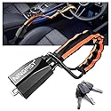 NINGFIST Steering Wheel Lock Anti-Theft Device, Heavy Duty Car Security Vehicle Lock with Keys, Universal Fit Adjustable Bright Orange Black for Cars