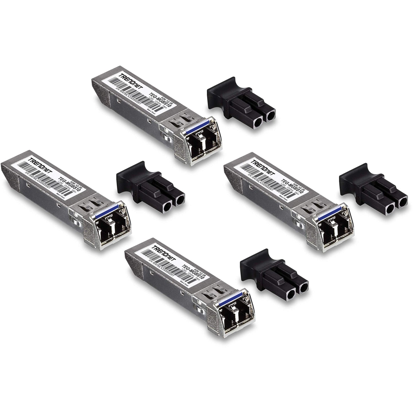 TRENDnet SFP Single-Mode LC Module 4-Pack, TEG-MGBS10/4, For Single Mode Fiber, Distances up to 10km(6.2 Miles), Gigabit SFP, Supports Up to 1.25Gbps