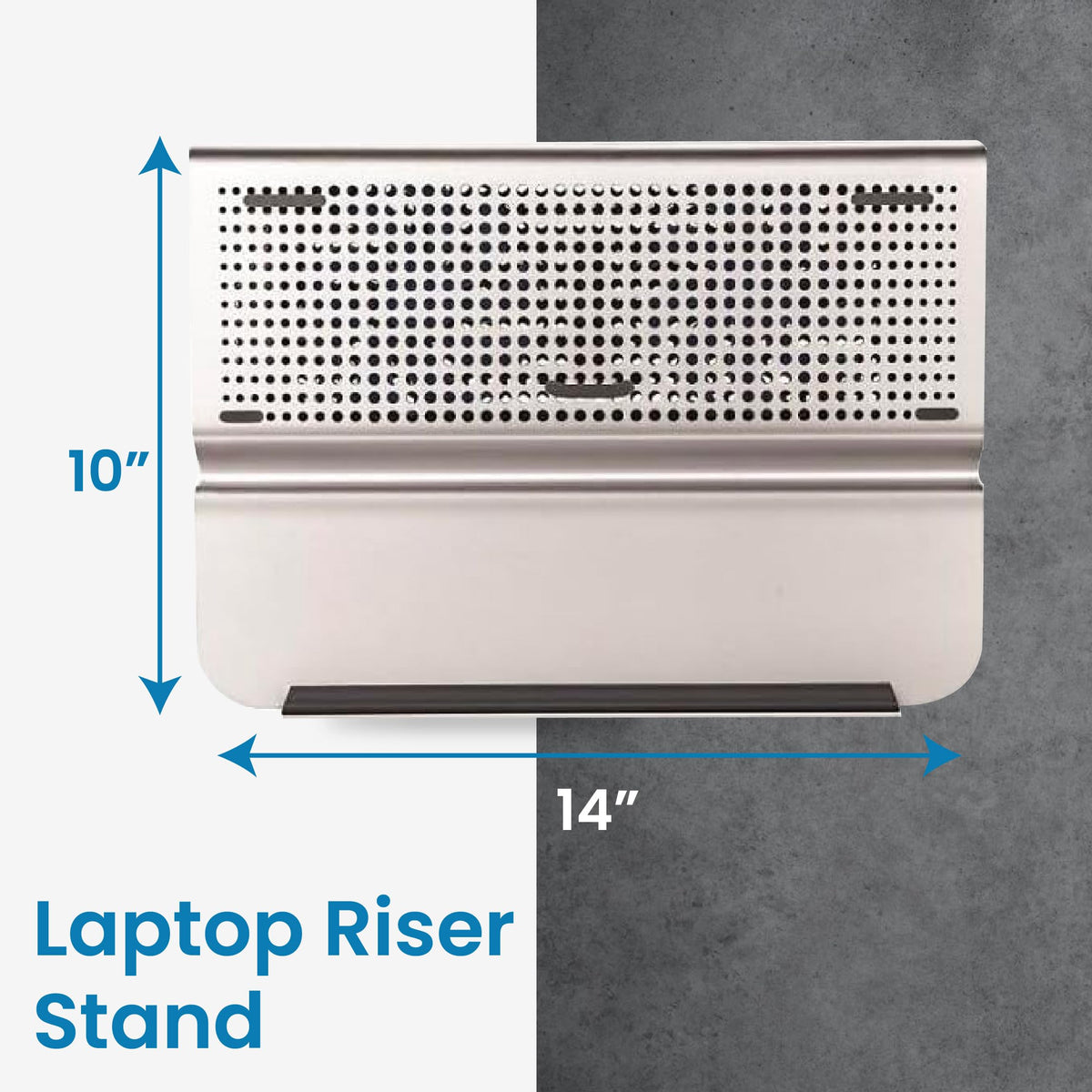 OTM Essentials Aluminum Laptop Riser Stand for 12" - 15" Laptops, Ergonomic Computer Riser with Non-Slip Padding, Tilted Surface & Ventilated Cooling