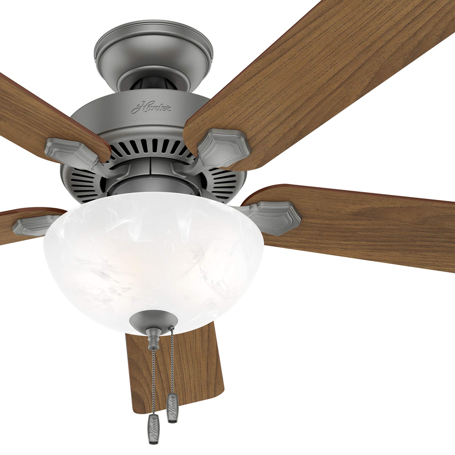 Hunter Fan 52 inch Traditional Matte Silver Indoor Ceiling Fan with Light Kit Y (Renewed)