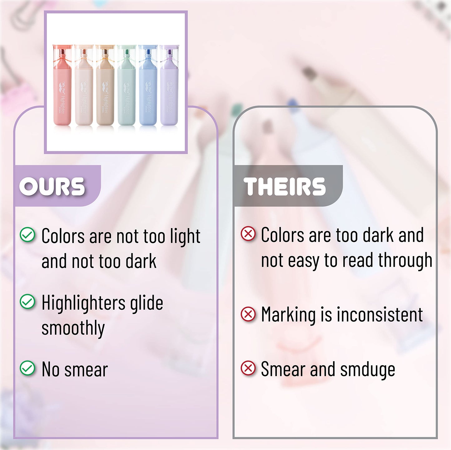 Mr. Pen- Aesthetic Highlighters, 6 Pack, Morandi Colors
