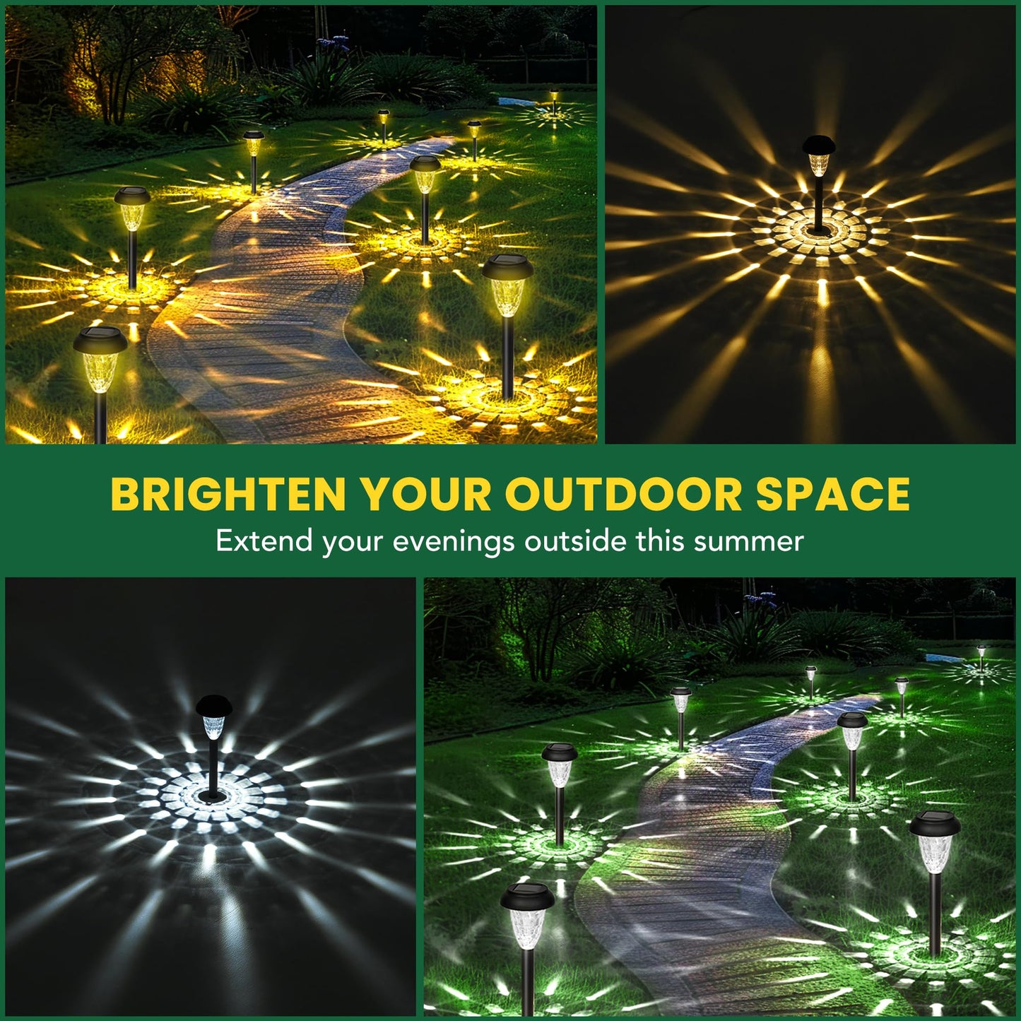 GIGALUMI 12 Pack Solar Lights Outdoor Waterproof, Cool White Pathway Lights Solar Powered, Landscape Lighting, Solar Garden Light for Decor, Patio