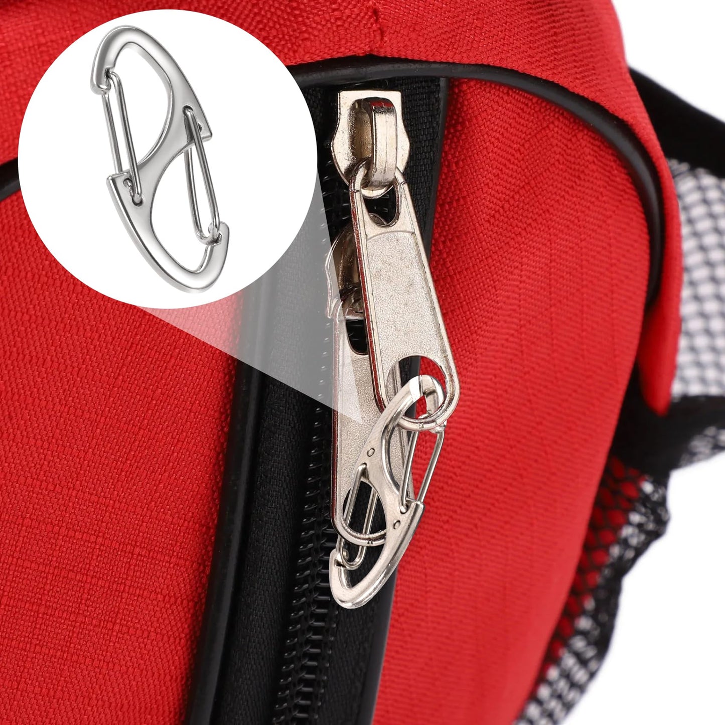 Alpinleux 8 Pcs Anti-Theft Zipper Clips – Dual Opening Zipper Pulls for Backpacks, Camping, Suitcases (Silver + Black)