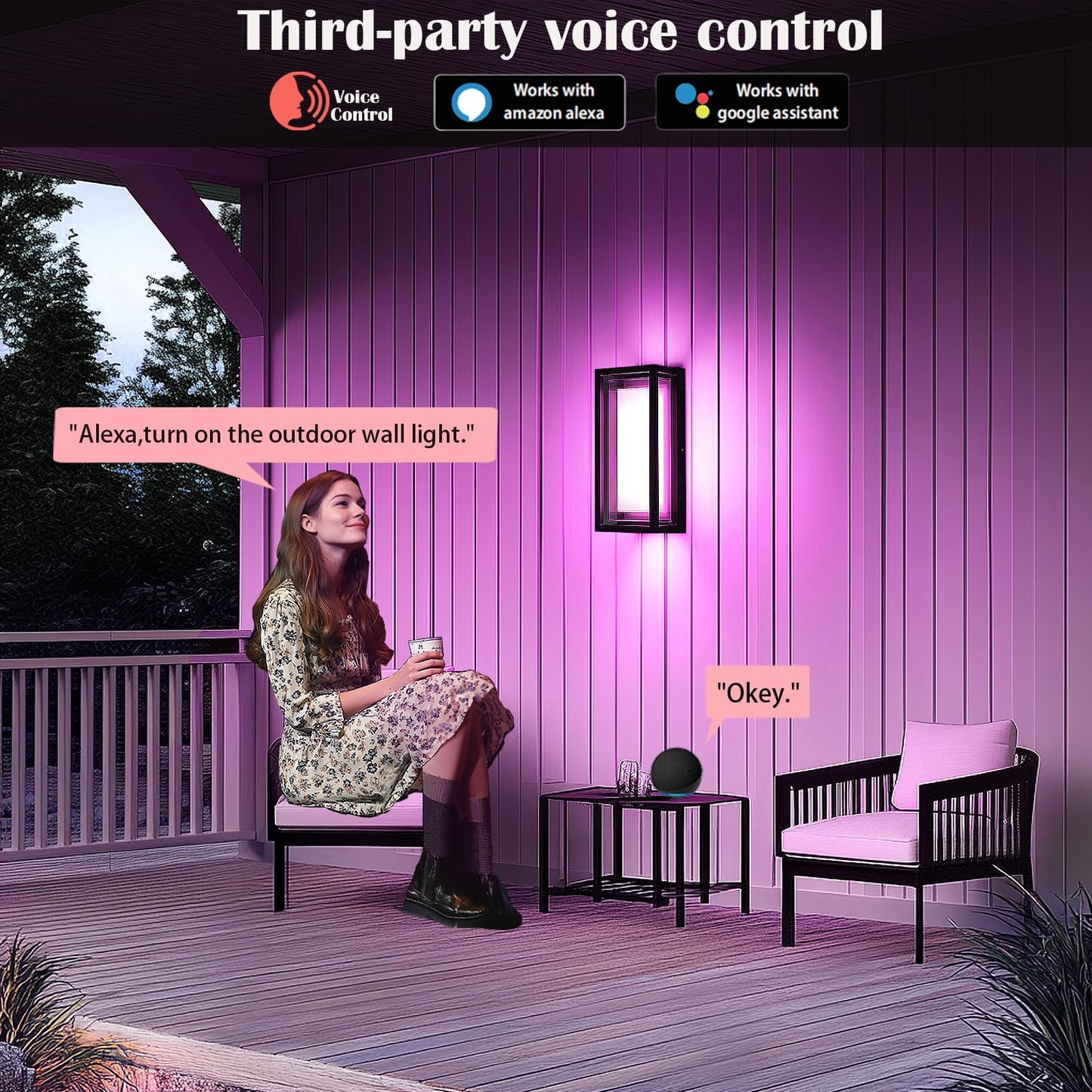 iYogaled LED Outdoor Wall Light Color Changing, 14 Inch Modern RGBCW Wall Sconce, 22W 1800LM Exterior Light Fixture, Smart Porch Lights Tuya App