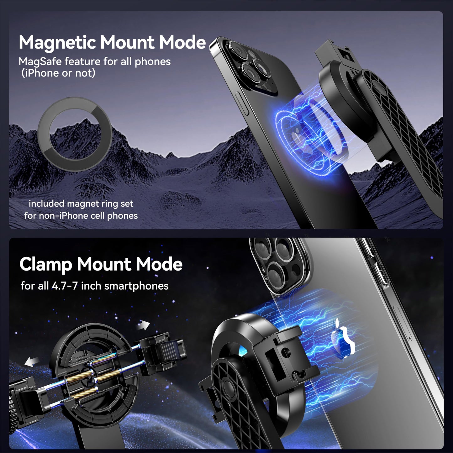 54" Magnetic Phone Tripod, Selfie Stick Tripod for iPhone Android MagSafe & Camera with Rechargeable Remote & 2 in 1 Magnetic Holder, for Travel Vlog