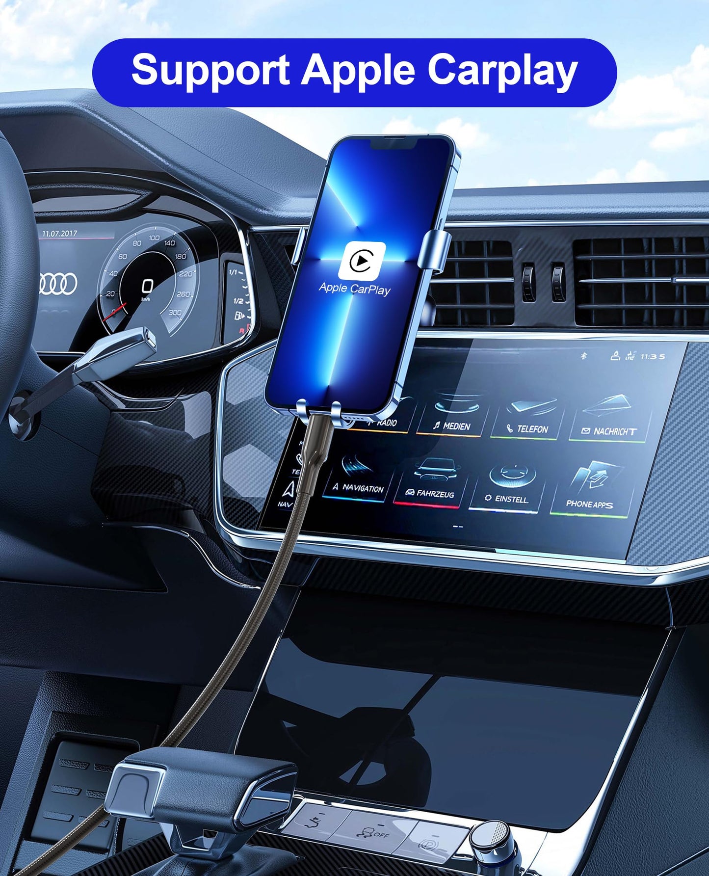 13Ft Metal Lightning Cable Pets Chew Proof iPhone Charger Cord - MFi Heavy Duty Metal Braided Cable Dog Puppy Cat Proof Cord with 3A Fast Charging…