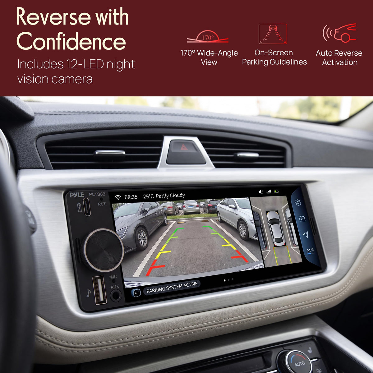 Pyle Apple CarPlay Single DIN Touchscreen Radio 6.26"