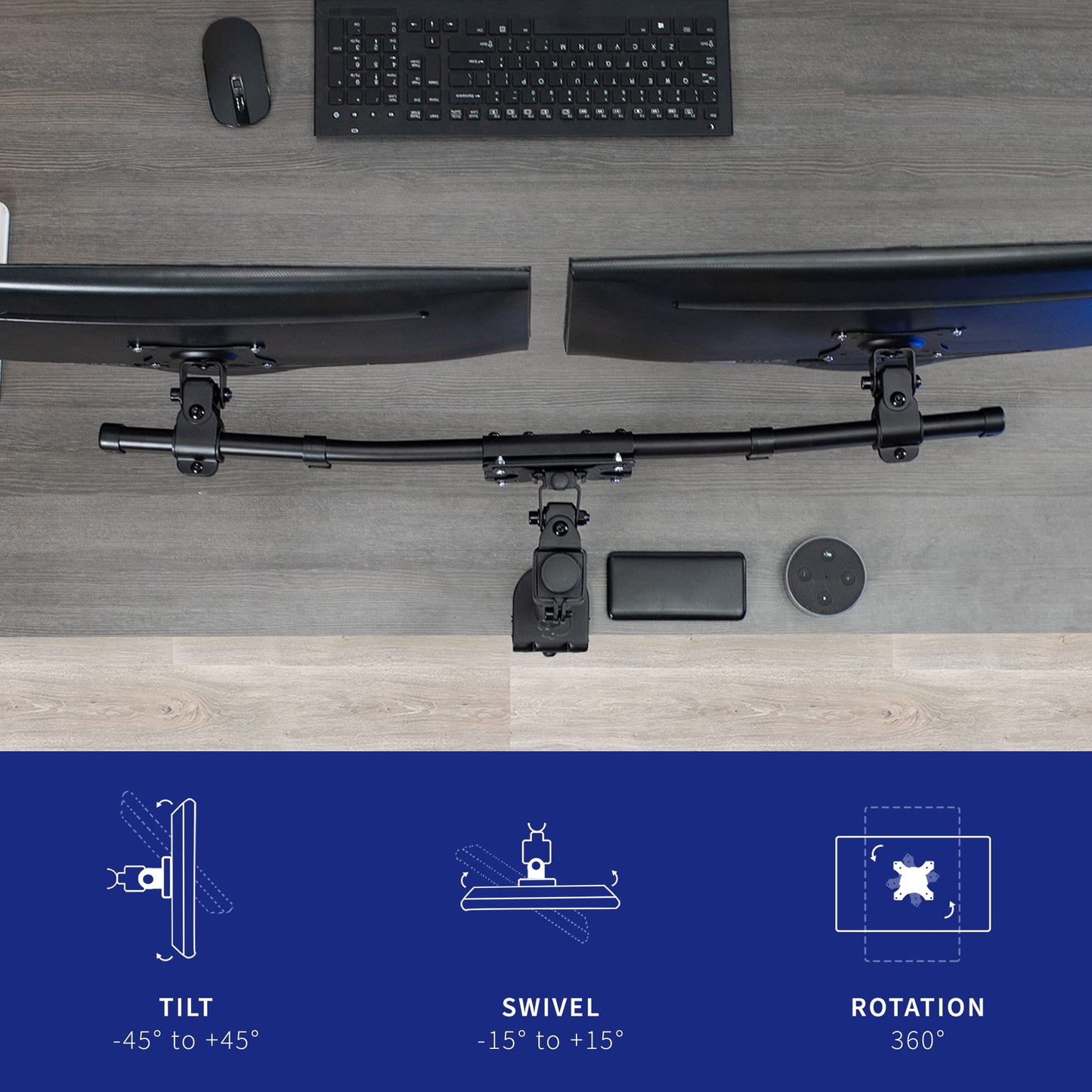 VIVO Dual VESA Bracket Adapter, Horizontal Assembly Mount for 2 Monitor Screens up to 27 inches, MOUNT-VW02A