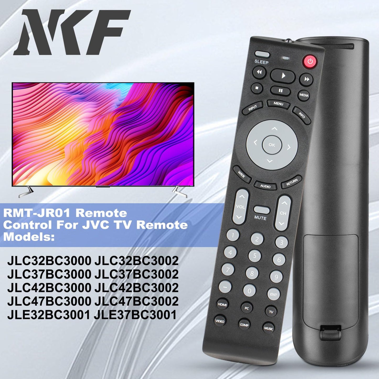 RMT-JR01 Remote Control for JVC TV Remote Replacement EM32FL EM32T EM32TS EM39FT EM39T EM55FT EM28T BC50R JLC32BC3002 JLC37BC3000 JLC42BC3002