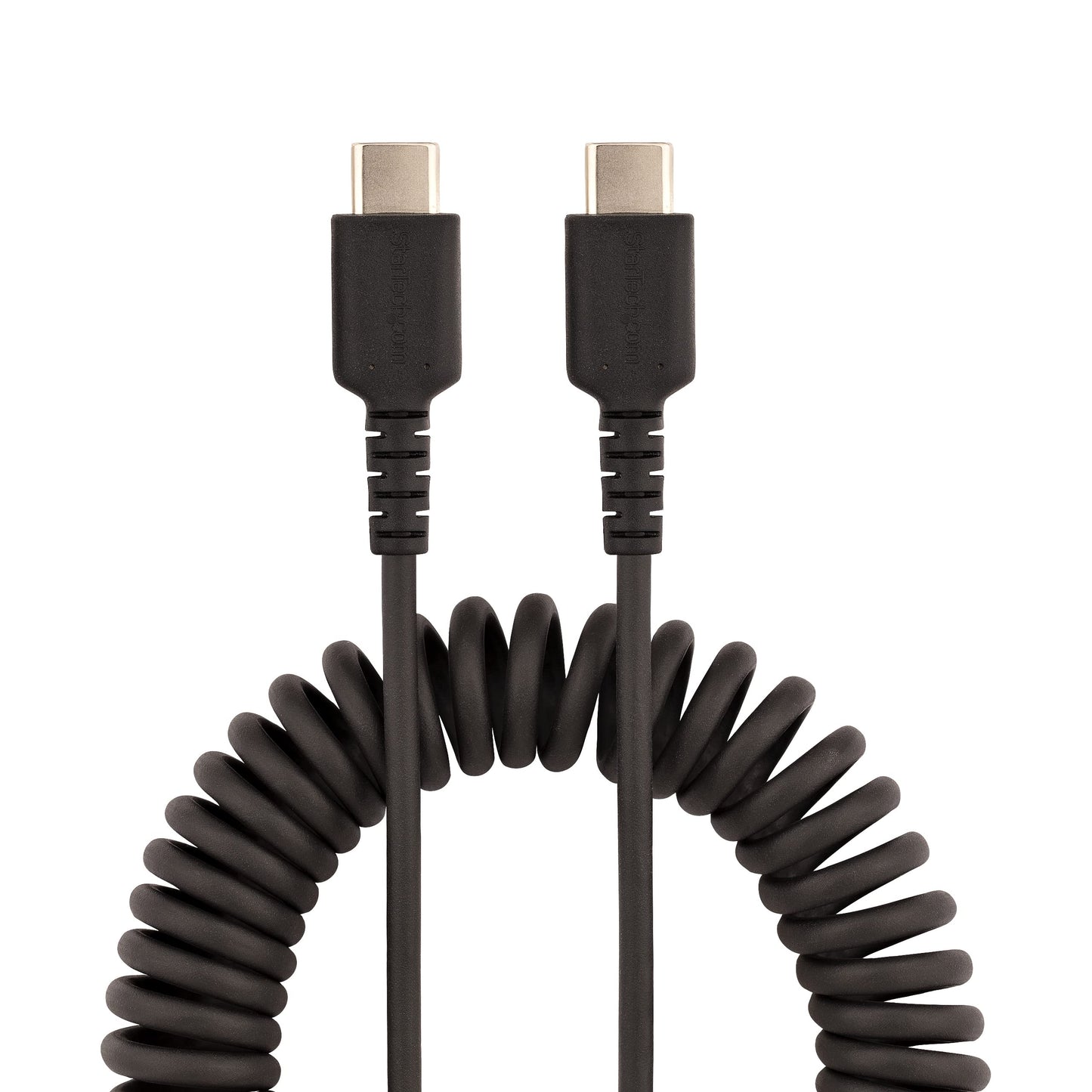 StarTech.com 3ft (1m) USB C Charging Cable, Coiled Heavy Duty Fast Charge & Sync USB-C Cable, USB 2.0 Type-C Cable, Rugged Aramid Fiber, Durable Male