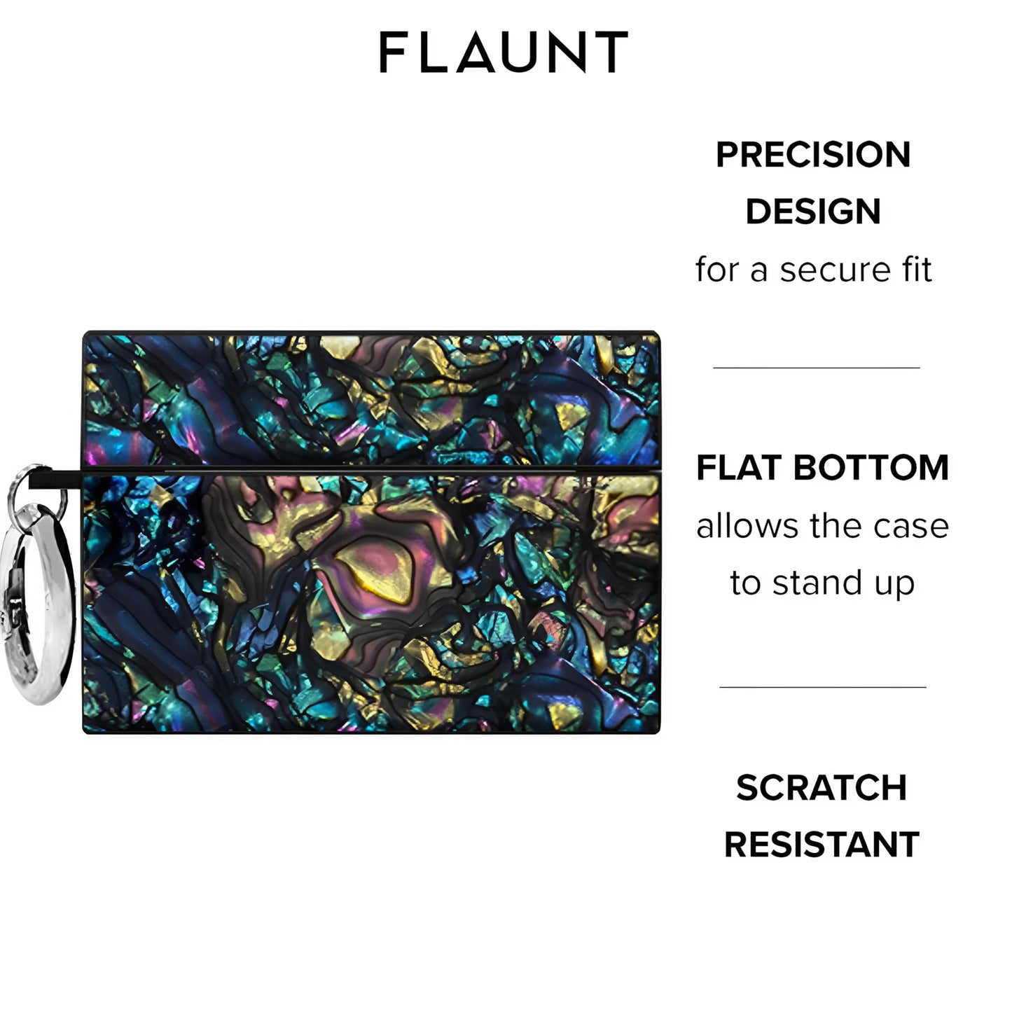 Flaunt Official Square AirPods Pro Case with Silver Ring - Compatible with AirPods Pro 2nd / 1st Generation - Wireless Charging - Lightweight