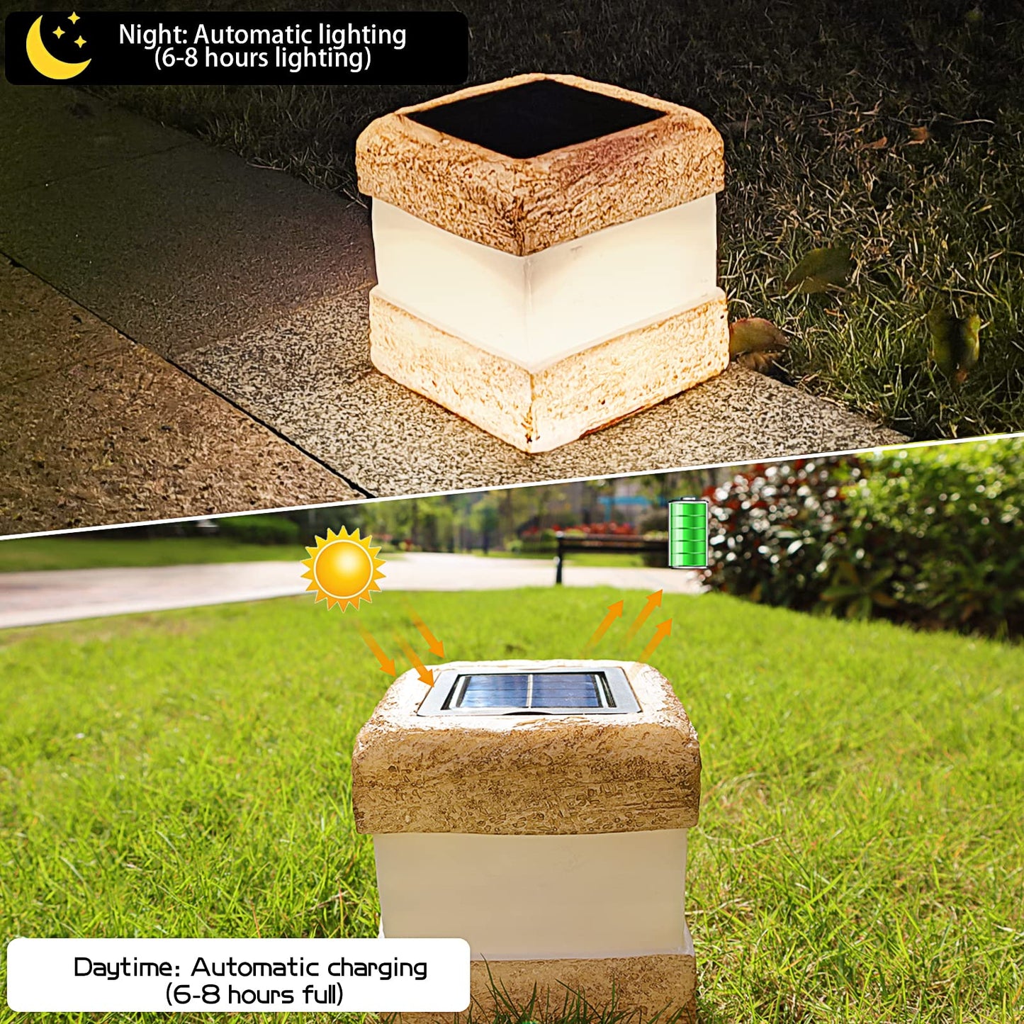 2 Pack Solar Rock Lights Outdoor - Solar Garden Decor Landscape Pathway Lights Waterproof with Warm LED Lights for Table Patio Yard Garden Walkway