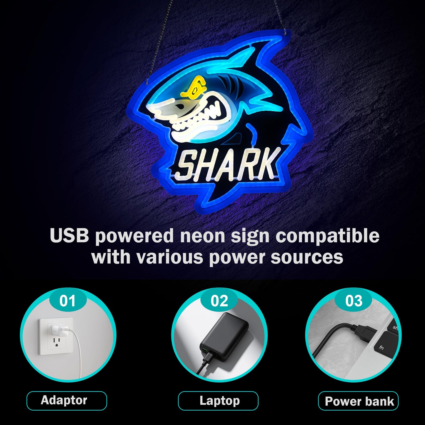 LIUISNEO Shark Neon Sign,Innovative Integral Forming Process,With Dimmable Switch For All Holiday Party and Home Decoration