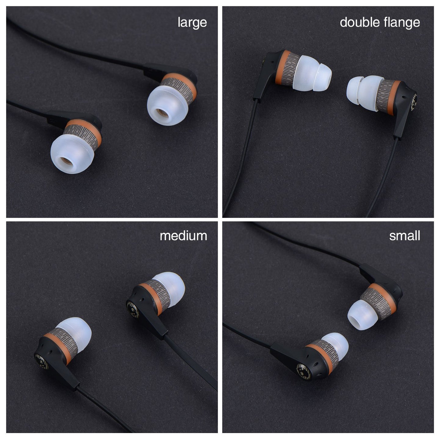 EBOOT 16 Pcs Earbud Tips Silicone Replacement, Noise Isolating Ear Bud Covers, Soft Anti-Slip Eartips, Multi Size S/M/L, Black & Clear