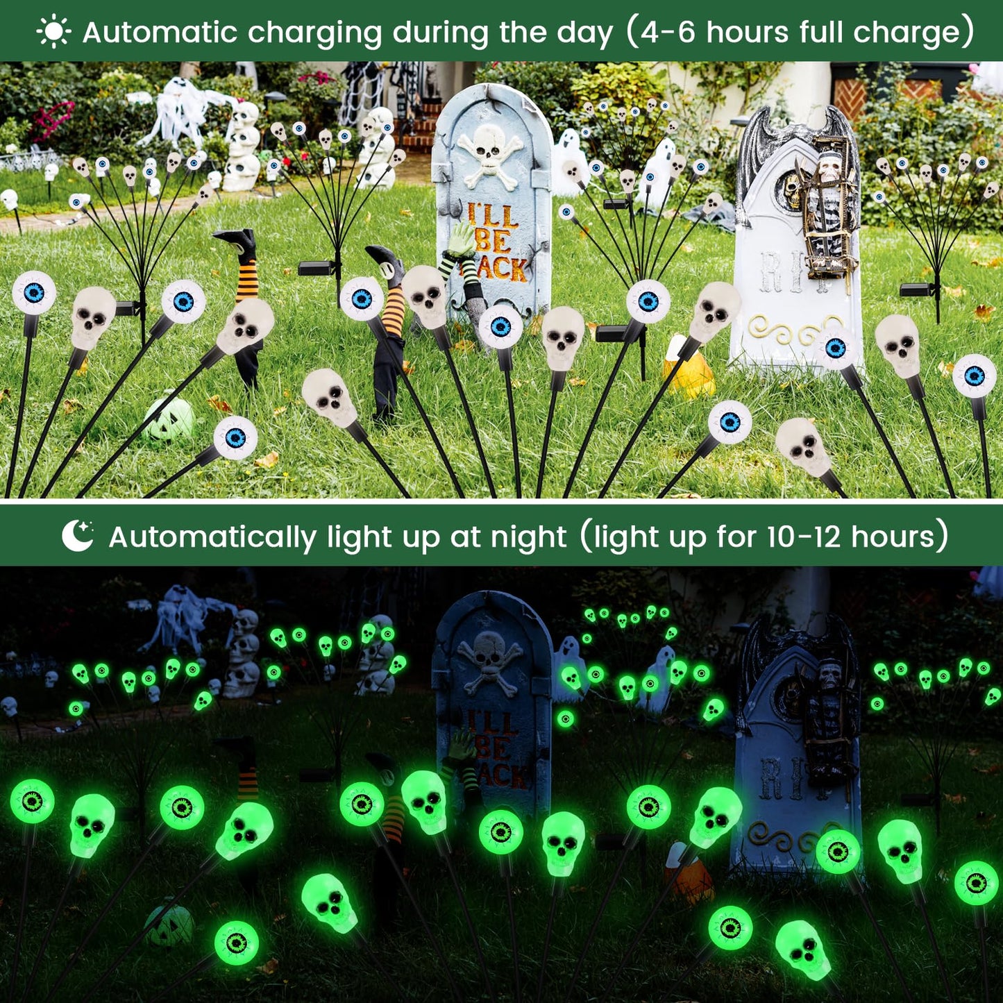 FENSAN Solar Lights Outdoor,Halloween Decorations Outdoor, Scary Eyeball Lights,4PACKS 32LED,IP65 Waterproof,Halloween Decor