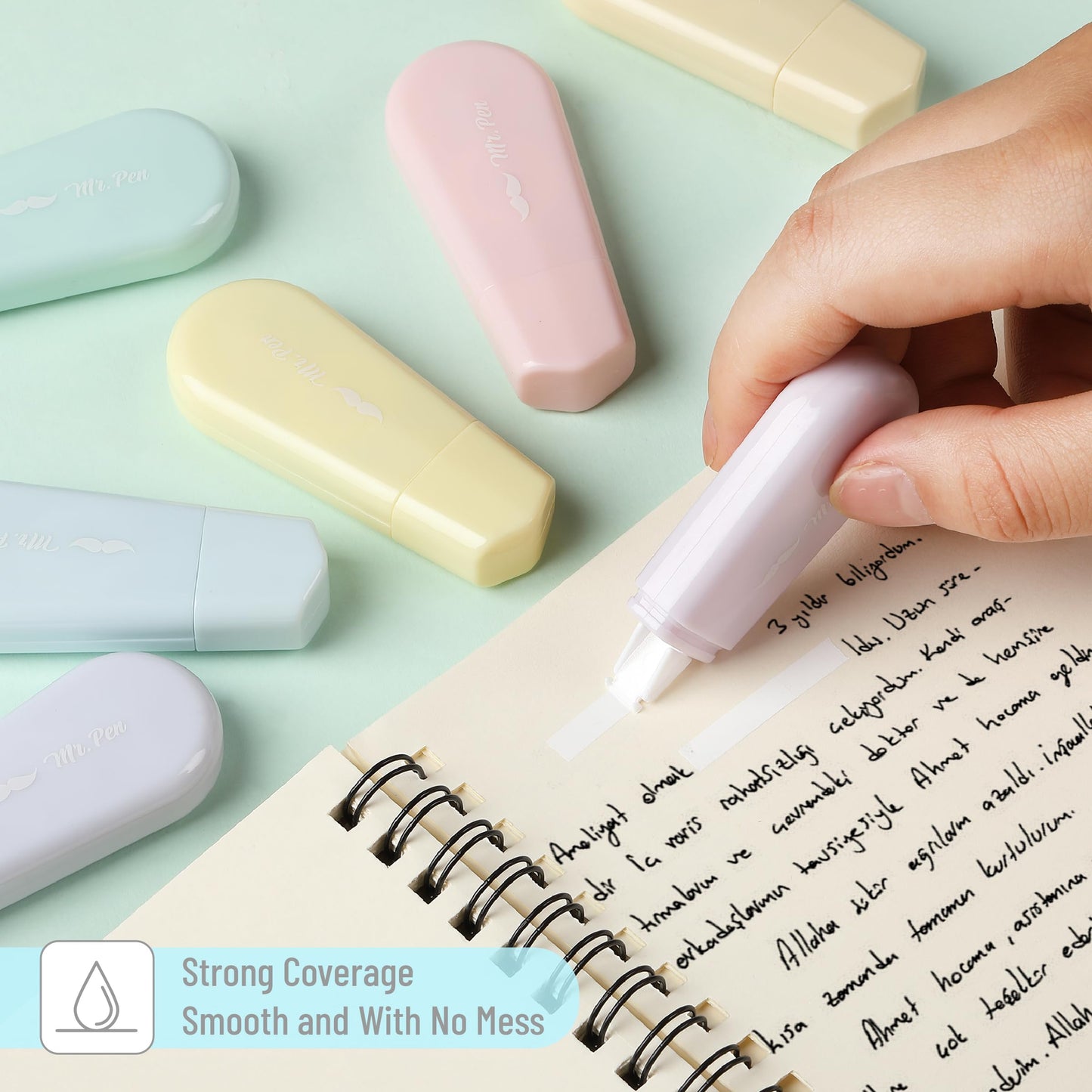 Mr. Pen- Aesthetic Correction Tape Bulk, 0.2" x 197", 12 pcs, Pastel Colors