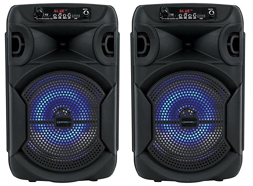 Technical Pro (2) BOOMPACK8 8" Powered Wireless Rechargeable Bluetooth Speakers