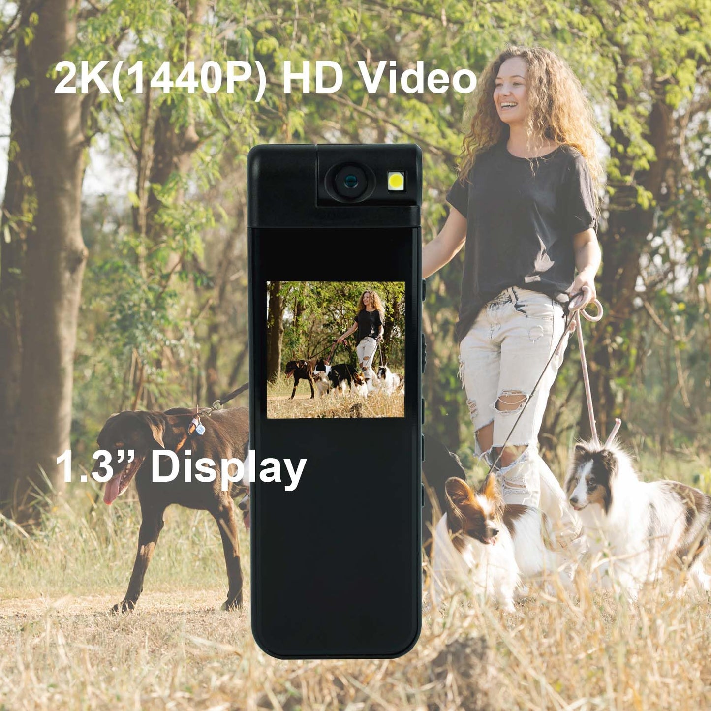 Lenofocus Small Body Camera 1440P HD Body Video Cam 1.3” Screen 64GB TF Card Rotatable Lens Clip on Pocket Hat Cap Sport Cameras