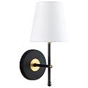 Tamb Wall Sconce with Fabric Shade | Antique Brass Hallway Light Fixture LL-SC201-AB