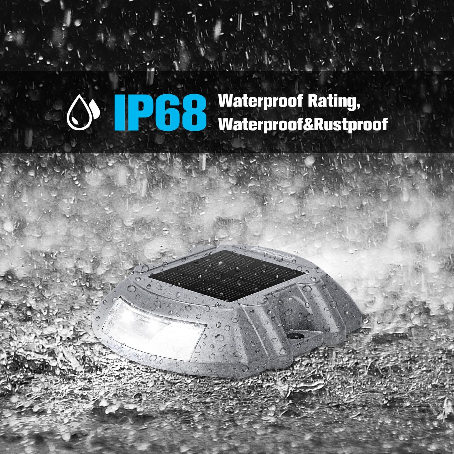 VOLISUN Solar Deck Lights Driveway Dock Lights, 12-Pack Led IP68 Waterproof Outdoor Warning Step Lights for Driveway Sidewalk Garden Pathway