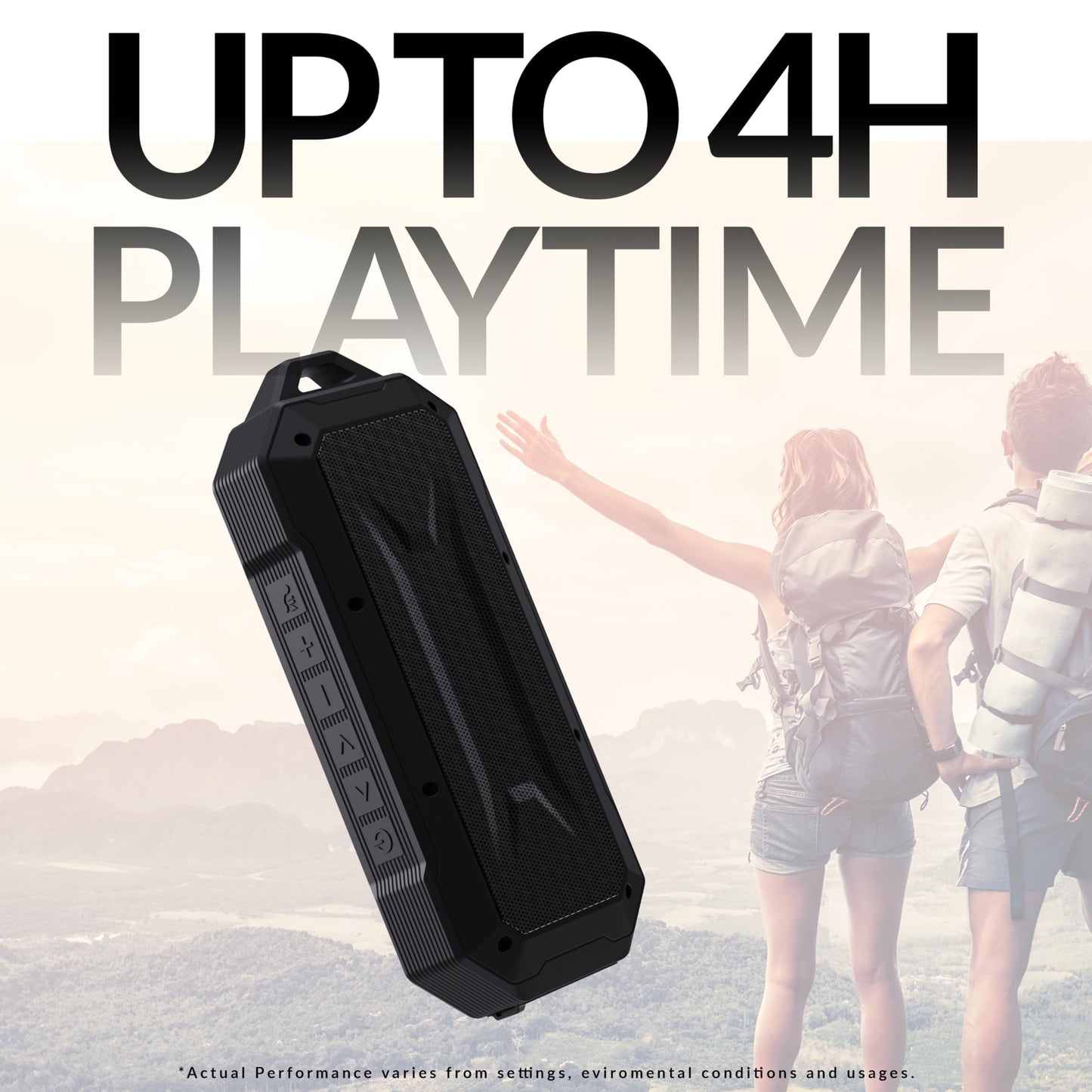 Supersonic SC-1454IPX Duro Portable Bluetooth Speaker Stream Music, FM Radio, Hands-Free Mic, 10m Range, 4hr Battery, Shockproof, Water Resistant, AUX