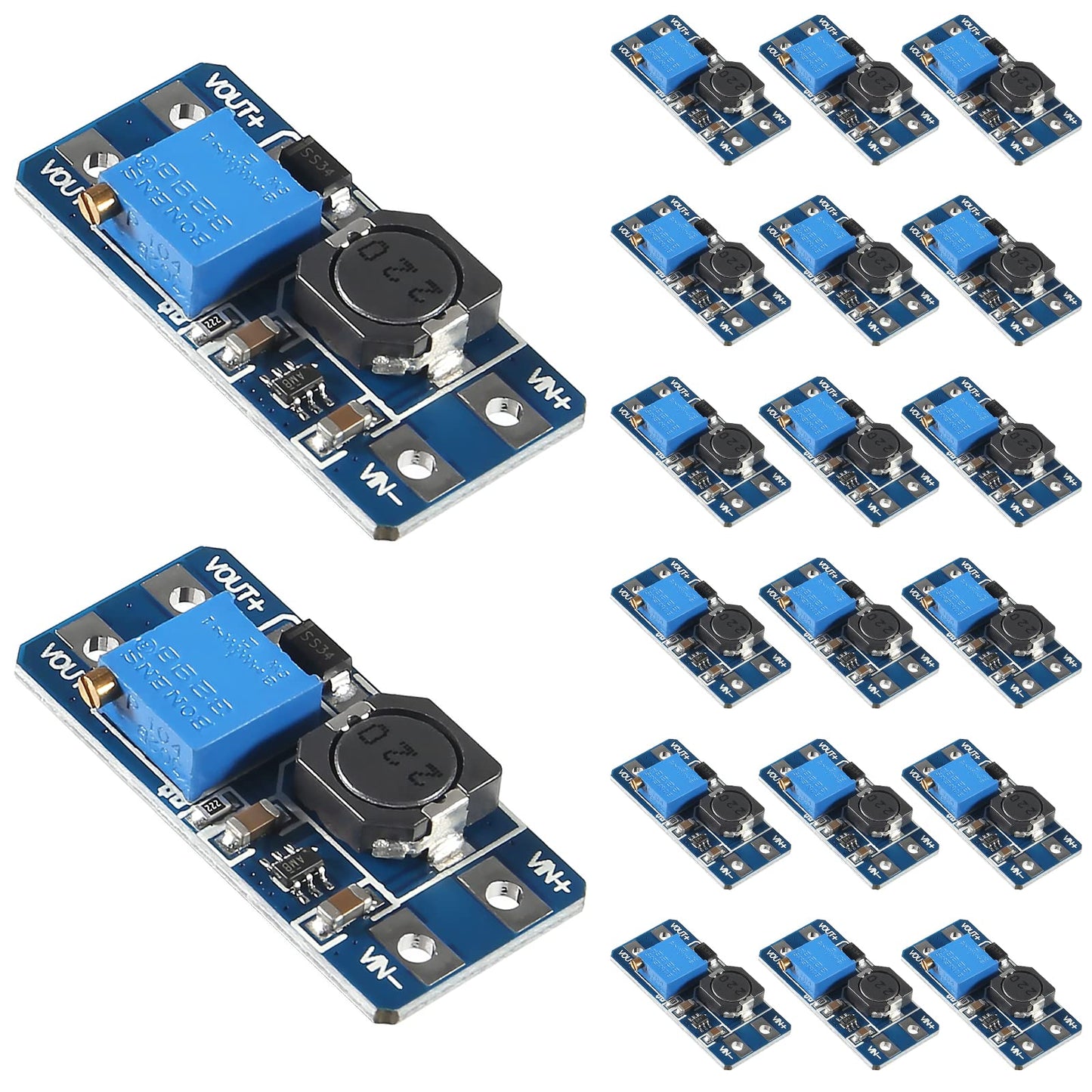 Diitao 20PCS Adjustable Step Up Converter MT3608 DC-DC Step Up Boost Power Converter 2A Modules Step Up Adjustable Voltage Regulator Board Input…