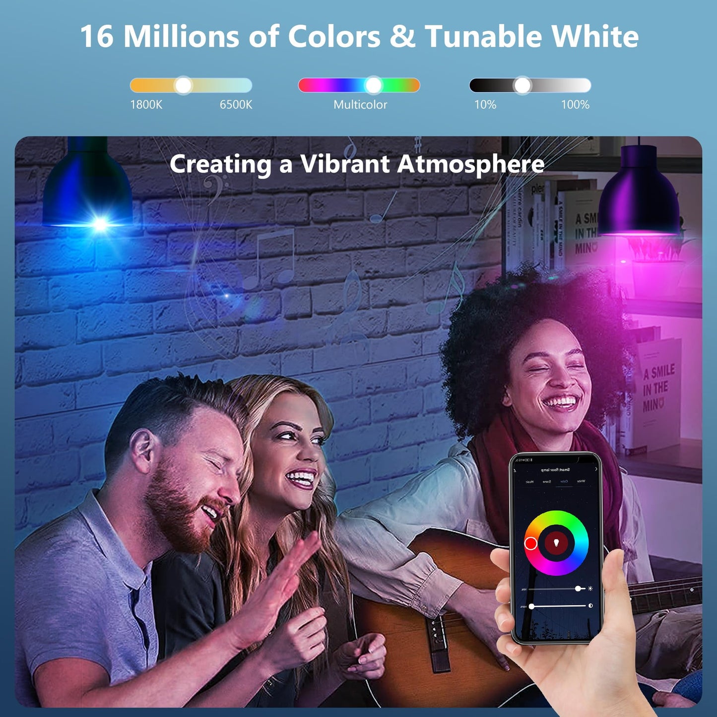 OHLUX Smart WiFi & Bluetooth Alexa Light Bulbs, 10W (100W Equivalent) Color Changing Light Bulbs with Music Sync,Compatible with Alexa Google Home