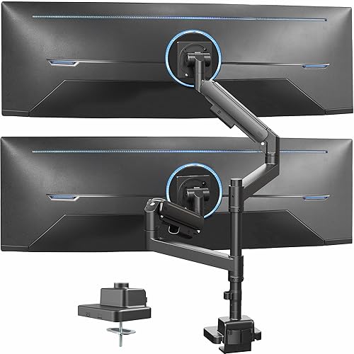 VIVO Dual Ultrawide Monitor Arms with Pole, 57 inch Screens up to 59.4 lbs, Desk Mount TV and Monitor Stand Designed for Samsung Odyssey Ark, Neo G9