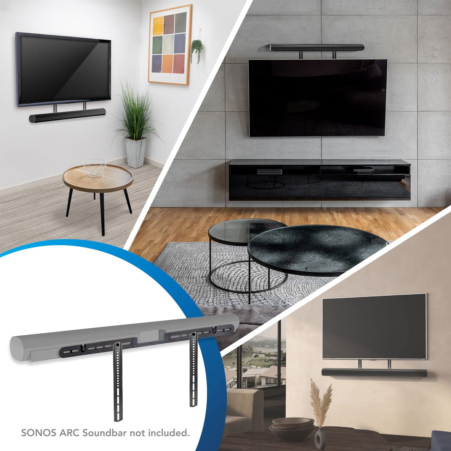 Mount-It! TV Speaker Bracket Compatible with Sonos Arc Soundbars | Soundbar Mount for TV to Achieve Directional Sound All Around, Designed for