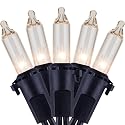 YULETIME 200 Clear Christmas String Lights, 2-Set 33 ft 100 ct Black Wire