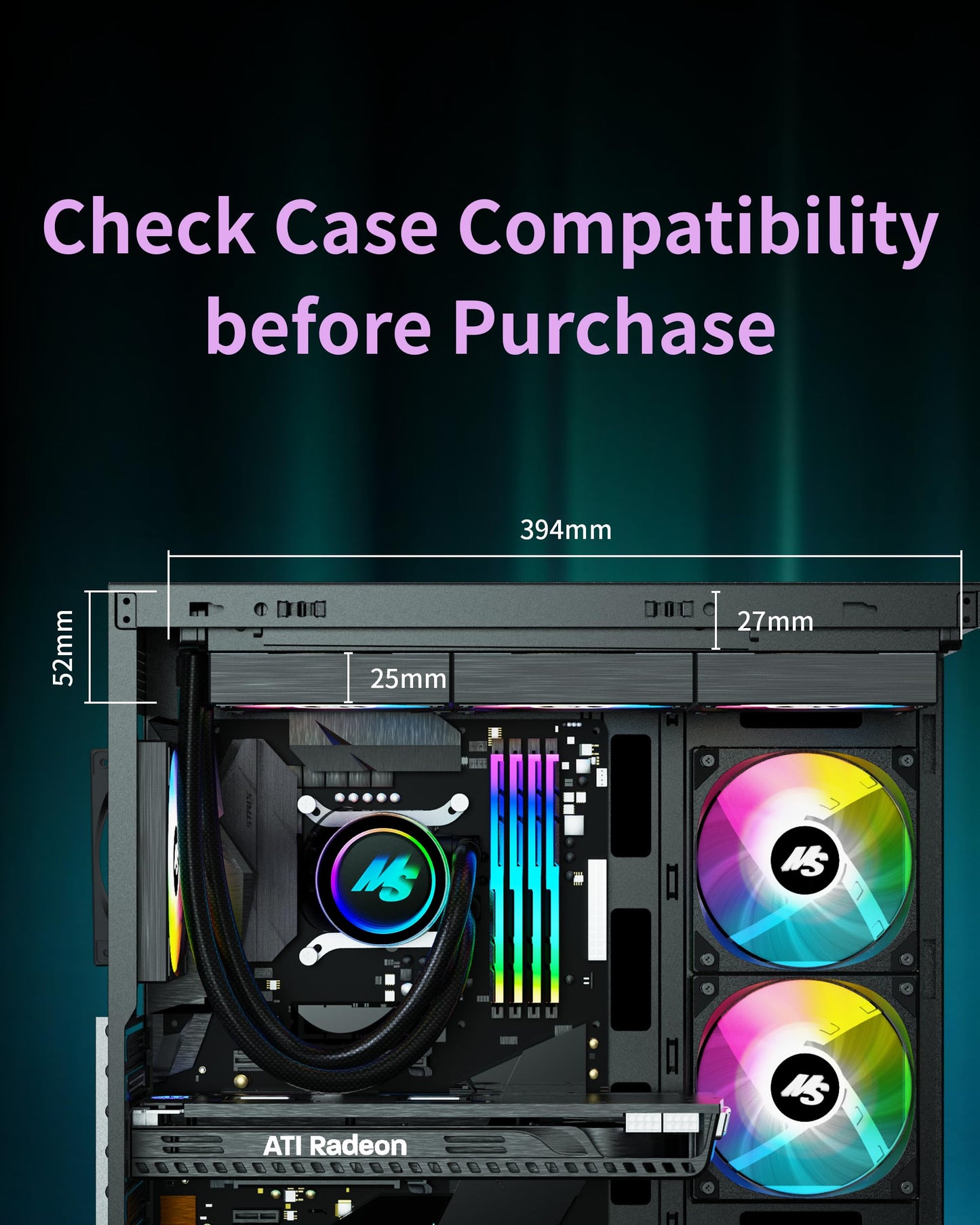 Minorsonic AIO CPU Cooler, 360mm AIO with High-Speed Ceramic Bearing Pump, 3X PWM ARGB Fans, 3-Phase Motor for Better Cooling Performance, Heat