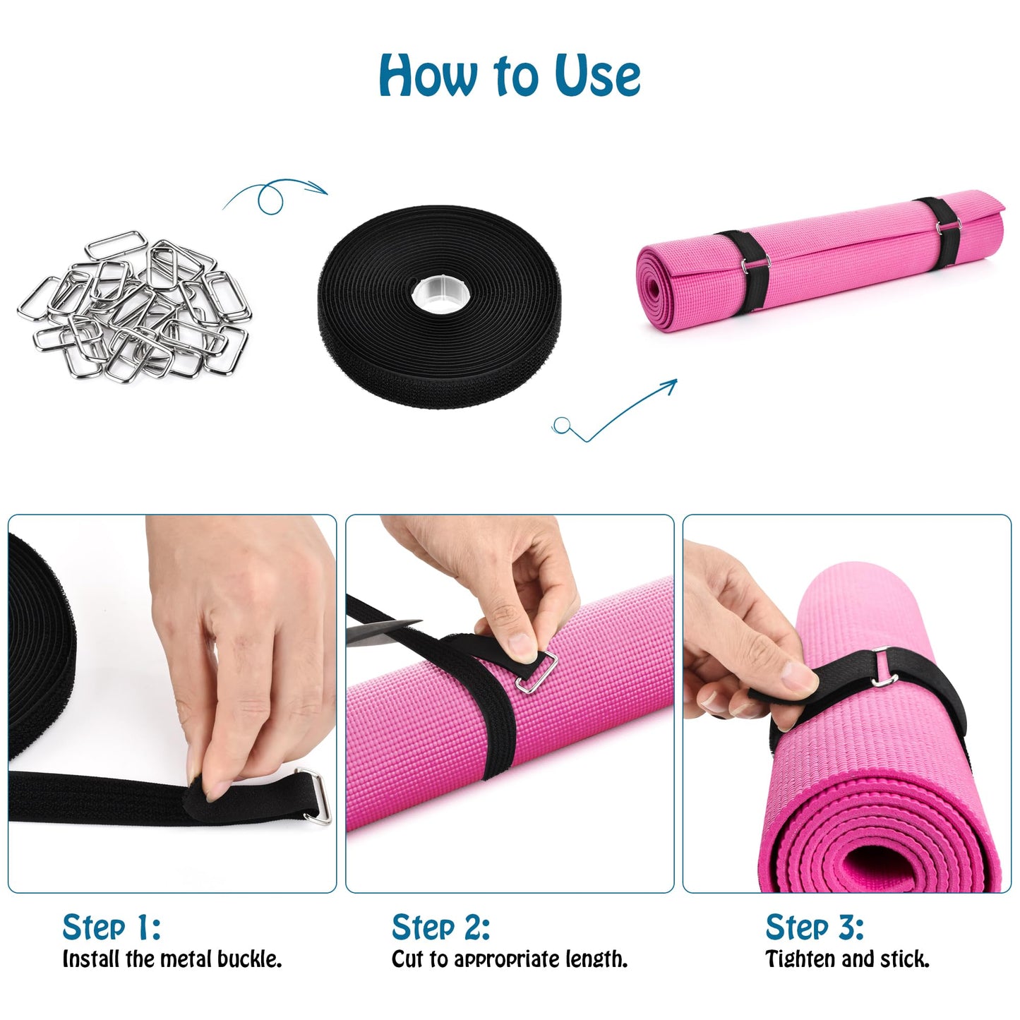 Nettbe 0.75"x19.7ft Hook and Loop Straps with 30 Buckles Adjustable Cut-to-Length Cable Ties - Reusable Nylon Fastening Tape Cable Straps for Storage