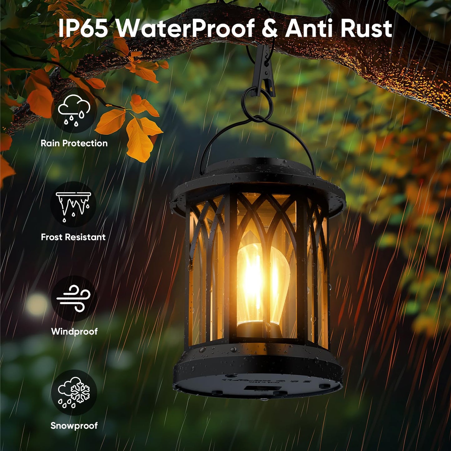 Hanging Solar Lanterns Outdoor Waterproof - 2 Pack Lanterns Decorative Outdoor Patio Decor with Clip Solar Lantern for Outside - Outdoor Lanterns