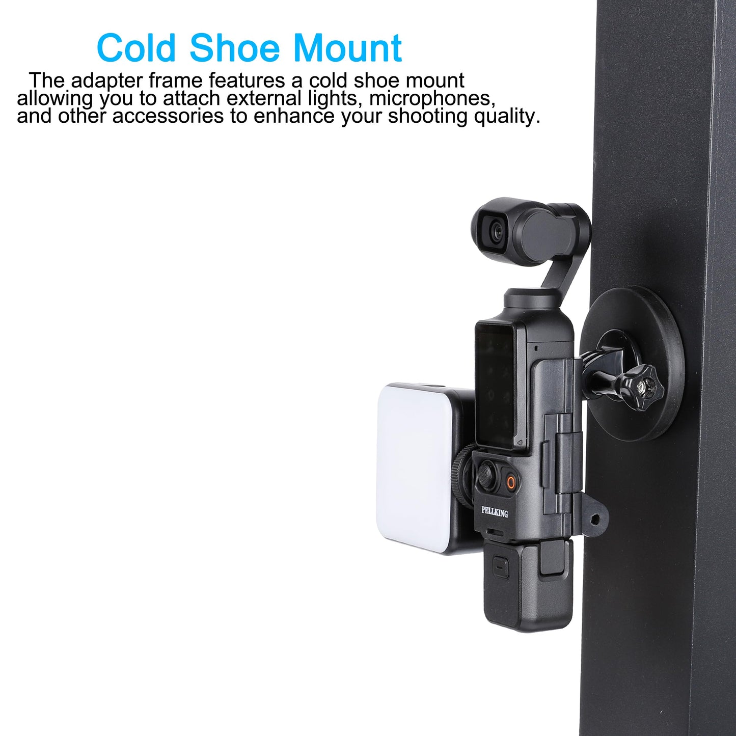 PellKing DJI Osmo Pocket 3 Magnetic Mount Kit - Magnetic Suction Stand + Pocket 3 Extension Adapter Cage with Cold Shoe Accessories
