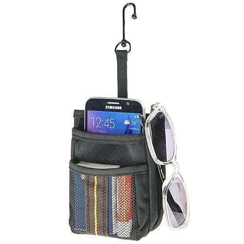 High Road Air Vent Mount Car Cell Phone Holder with Soft Lined Back Pocket and Front Mesh Storage Pocket