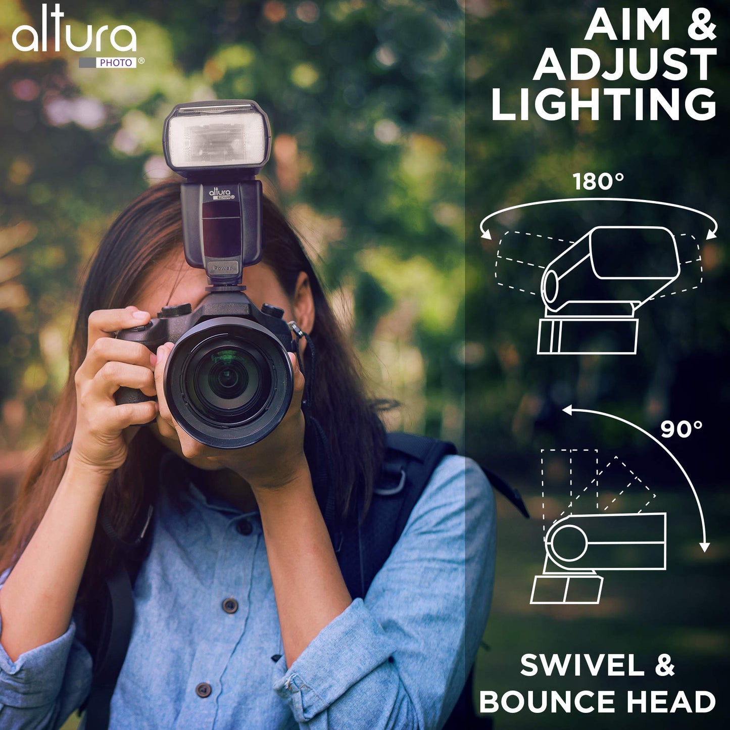 Altura Photo Camera Flash with LCD Display for DSLR & Mirrorless Cameras - External Speedlite Featuring a Standard Hot Shoe, Universal Speedlight