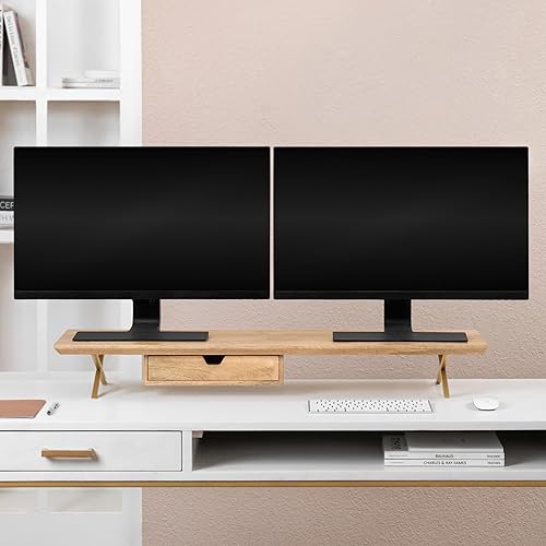 Anji Mountain Monitor Stand - Desktop Organizer & Laptop Riser, Ergonomic Monitor Riser, Space-Saving Monitor Stand for Desk, Durable Construction