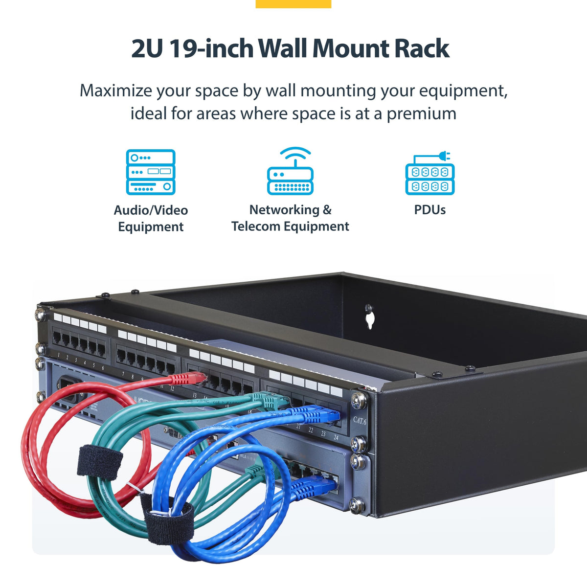 StarTech 2U 19" Wall-Mount Network Rack, 14", 77 lb (RACK-2U-14-BRACKET)
