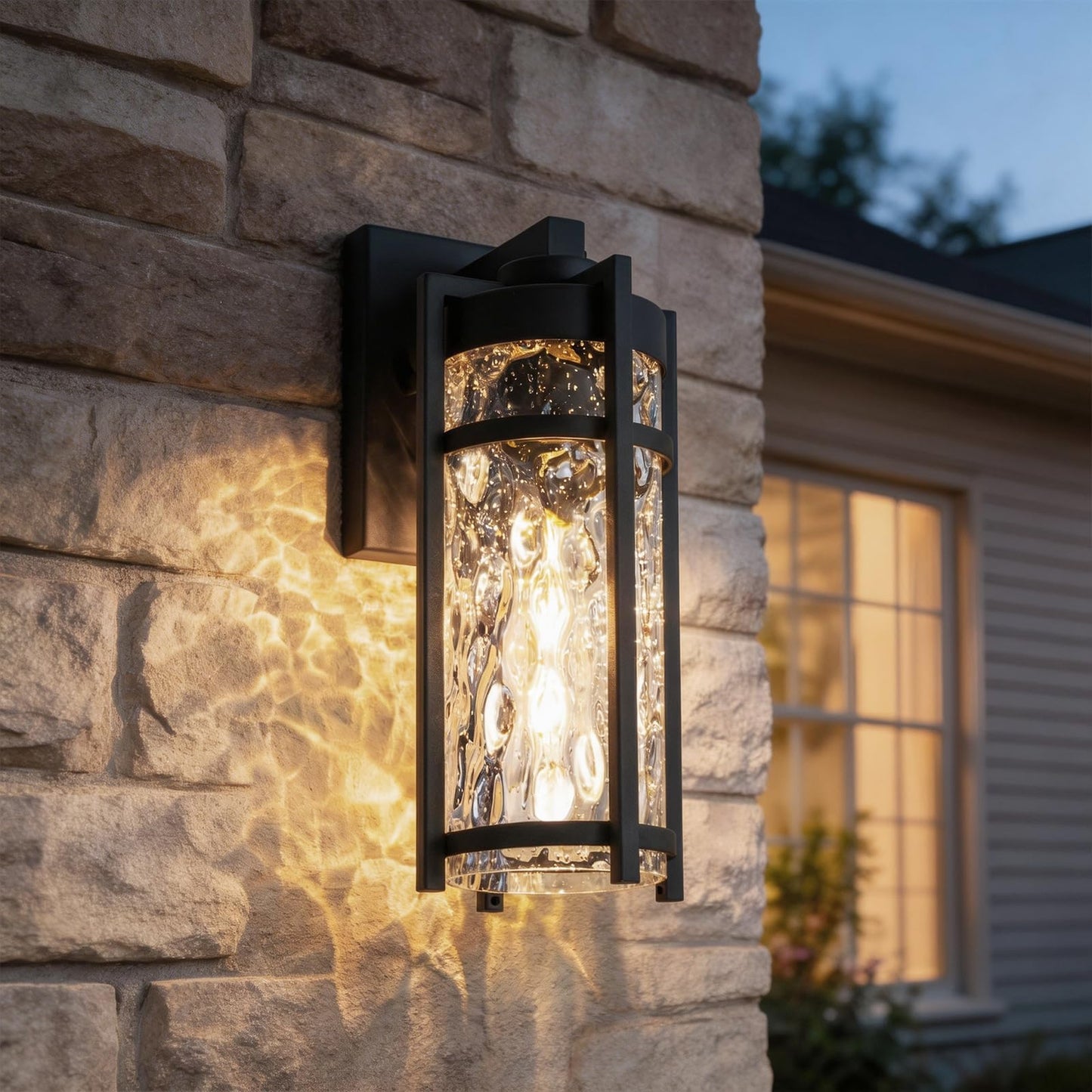 Flynix Outdoor Wall Light Fixtures, Waterproof Front Porch Light, Modern Exterior Lighting with E26 Socket, Wall Sconce Lantern Lamp, Black Outside