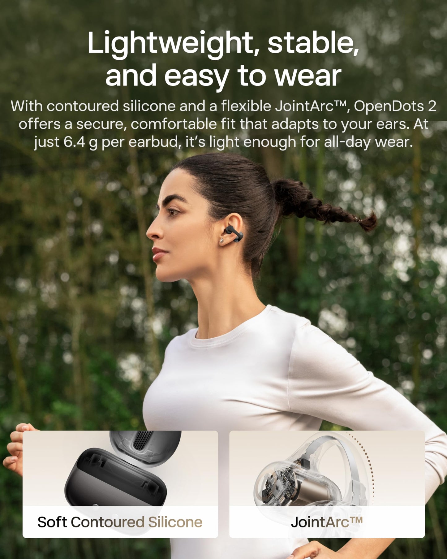 SHOKZ OpenDots 2 Open-Ear Clip-On Earbuds, Black, Dolby Audio, 3 Mics