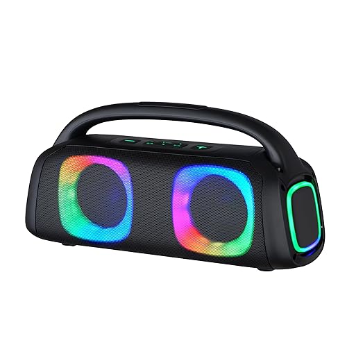 IQ Sound IQ-3540BT Portable Bluetooth Speaker with RGB Lights, TWS, Enhanced Stereo Sound, Voice Assistant Control, Hands-Free Mic, RGB Lighting
