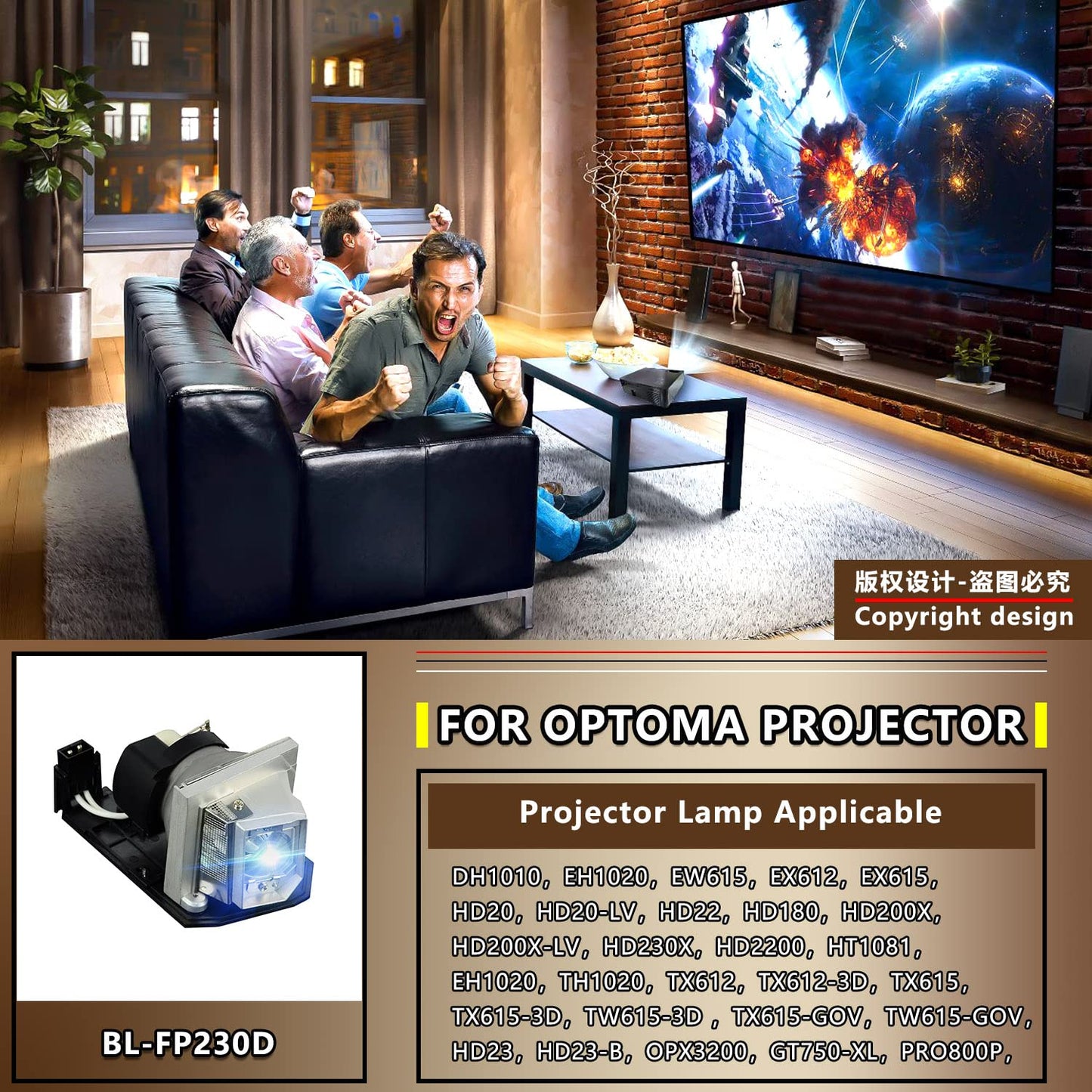 Aurabeam Star-LAMP BL-FP230D /BL-FP230J /BL-FP230H /SP.8EG01GC01 Replacement Projector Lamp Bulb with Housing for Optoma HD20,HD180,DH1010, EH1020