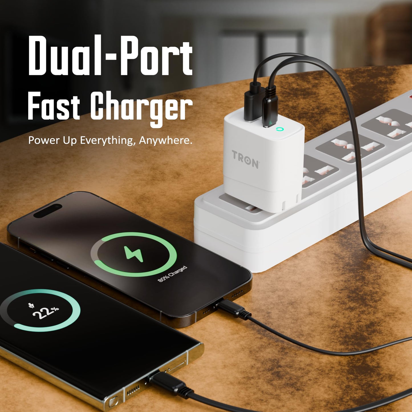 TRON 20W Qi Power Adapter, LED Light,Fast Charging,Charging Indicator,TR44