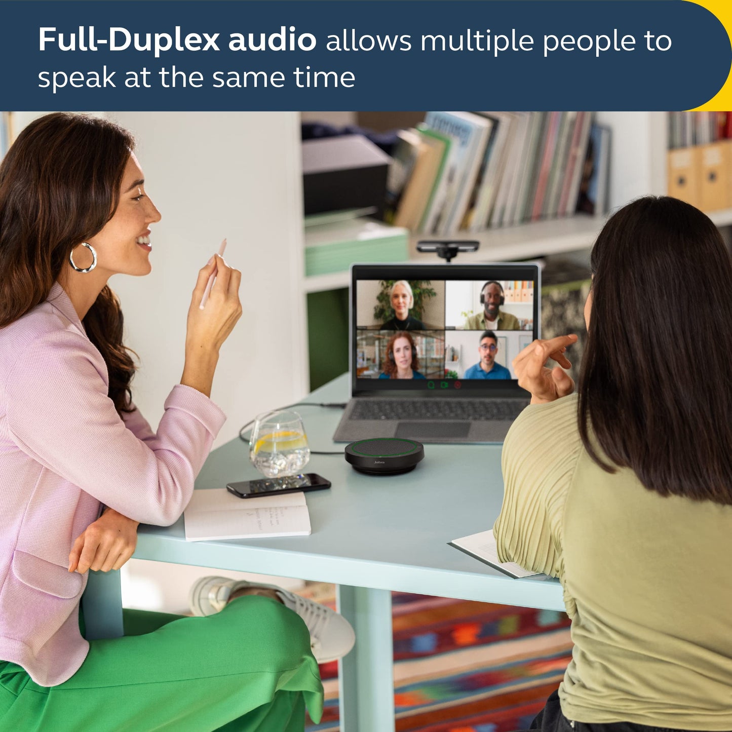 Jabra Speak2 40 Portable Speakerphone - 4 Noise-Cancelling Mics, Full-Range 50mm Portable Speaker, Wideband Audio and USB-A and USB-C Connections
