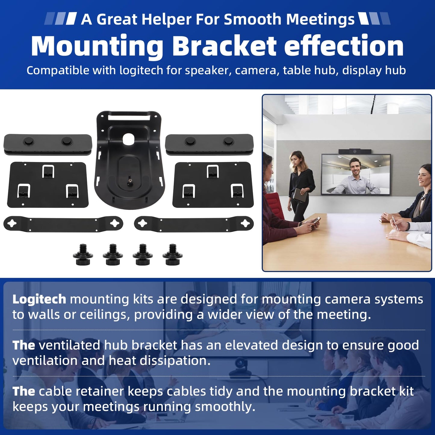 Opergen Video/Rally Mounting Kit Compatible with Logitech Rally and Rally Plus Mounting Bracket for Speakers, Cameras, Desktop Hubs, and Display Hubs