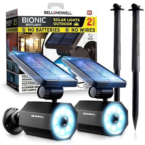 Bell+Howell Bionic Spotlight LED Solar Lights Solar-Powered Spot Light with 25 Feet Motion Sensor Outdoor Waterproof Frost Resistant Yard Outdoor