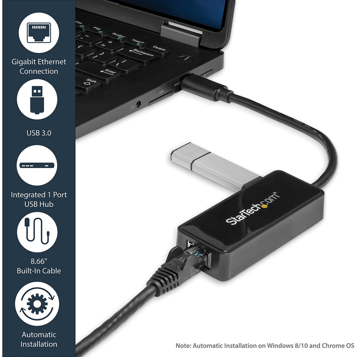 StarTech Ethernet Adapter, USB 3.0 to RJ45, NIC (USB31000SPTB)